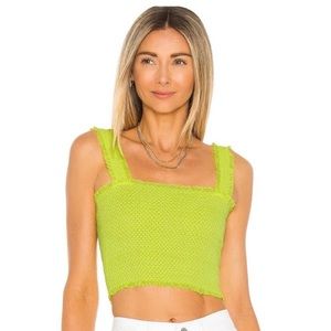 Alice + Olivia Penelope Smocked Crop Top
